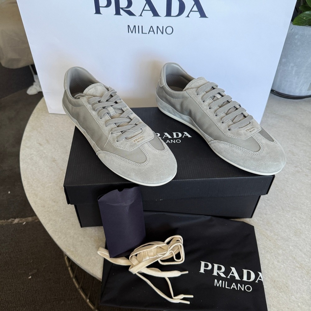 Prada Milano 2EG442 Men Grey Suede Fabric Low Top Sneakers Trainers Sz UK 7.5 - Picture 5 of 15